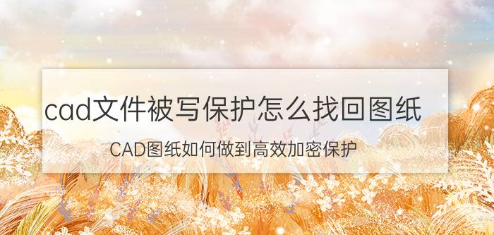 cad文件被写保护怎么找回图纸 CAD图纸如何做到高效加密保护？